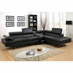 KEMI 2 Pc. Set (Storage Con) SECTIONAL + CONSOLE TABLE IN BLACK